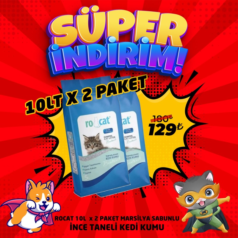 Rocat Topaklanan Kedi Kumu Çeşitleri 2 x 10lt