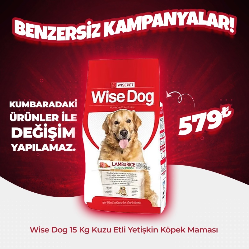 Wise Dog Kuzu Etli Pirinçli Yetişkin Köpek Maması 15 Kg (Hafta Sonu Özel)