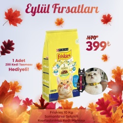 Friskies Somonlu Ve Sebzeli Kısırlaştırılmış Yetişkin Kedi Maması 10 Kg 1 Adet Zilli Kedi Tasması Hediyeli