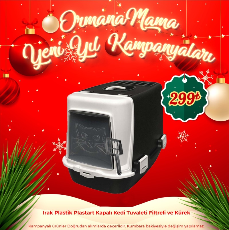 Irak Plastik Plastart Kapalı Kedi Tuvaleti Filtreli ve Kürek