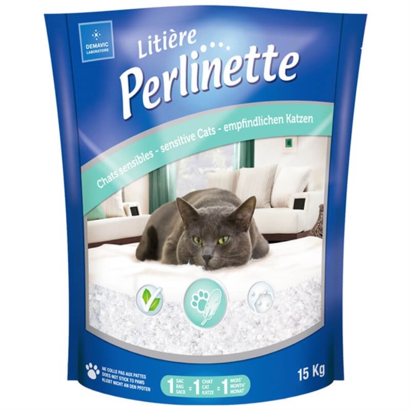Perlinette Silika Kedi Kumu Hassas Ve Yetişkin Kediler İçin 15 Kg (37 Lt)