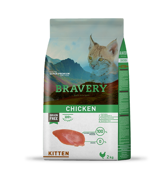 Bravery Kitten Chicken Tavuklu Tahılsız Yetişkin Kedi Maması 2 Kg