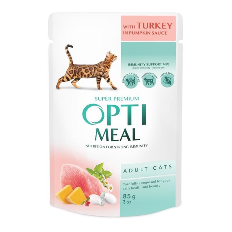 Optimeal Hindili Balkabağı Soslu Yetişkin Kedi Konservesi 85gr