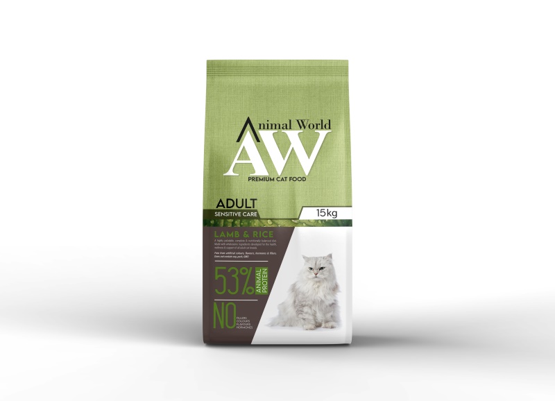 Animal World Senstive Care Kuzu Etli Yetişkin Kedi Maması 15 Kg