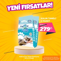 PatiCat 10Lt x 2 Paket Kalın Taneli Topaklanan Kedi Kumu
