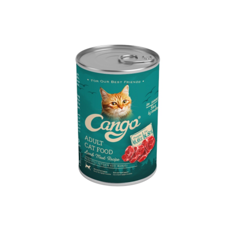 Cango Parça Etli Yetişkin Kuzu Etli Kedi Konserve 415Gr x 24 Adet