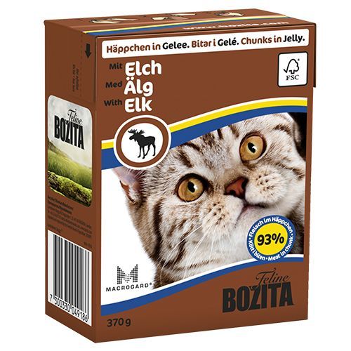 Bozita ELK Tahılsız İsveç Geyik Parça Etli Tetra Paket Konserve Kedi Maması 370 Gr