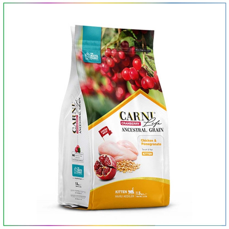 Carni Life Kızılcık Tavuklu ve Narlı Yavru Kedi Maması 1.5 Kg