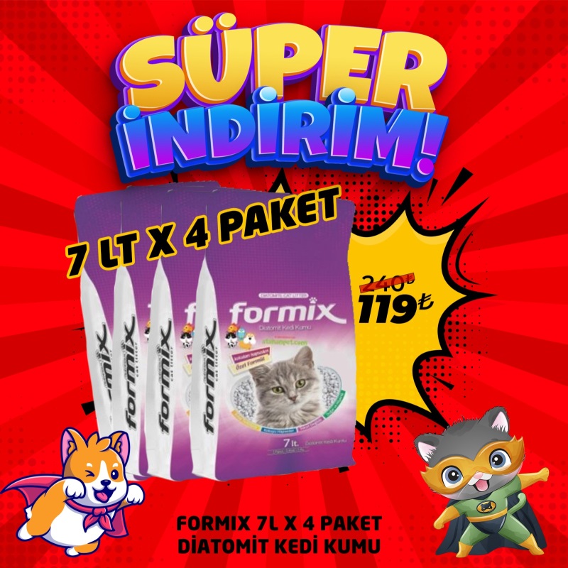 Formix Diatomit Kedi Kumu 7 Lt x 4 Adet