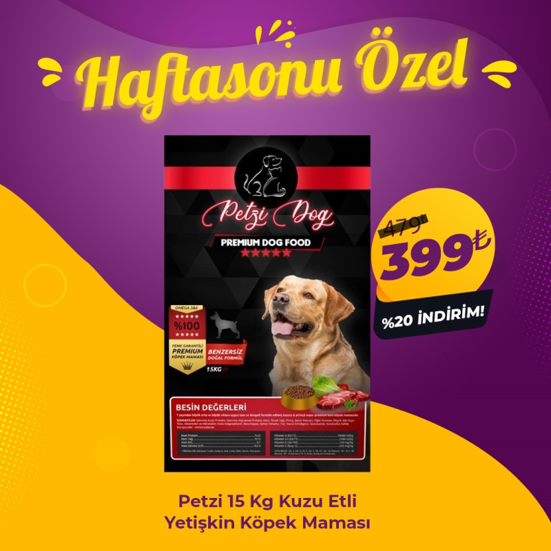 Petzi 15 Kg Kuzu Etli Yetişkin Köpek Maması