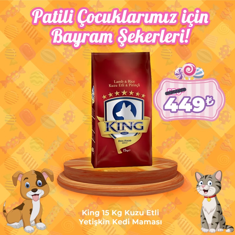 King 15 Kg Kuzu Etli Yetişkin Kedi Maması