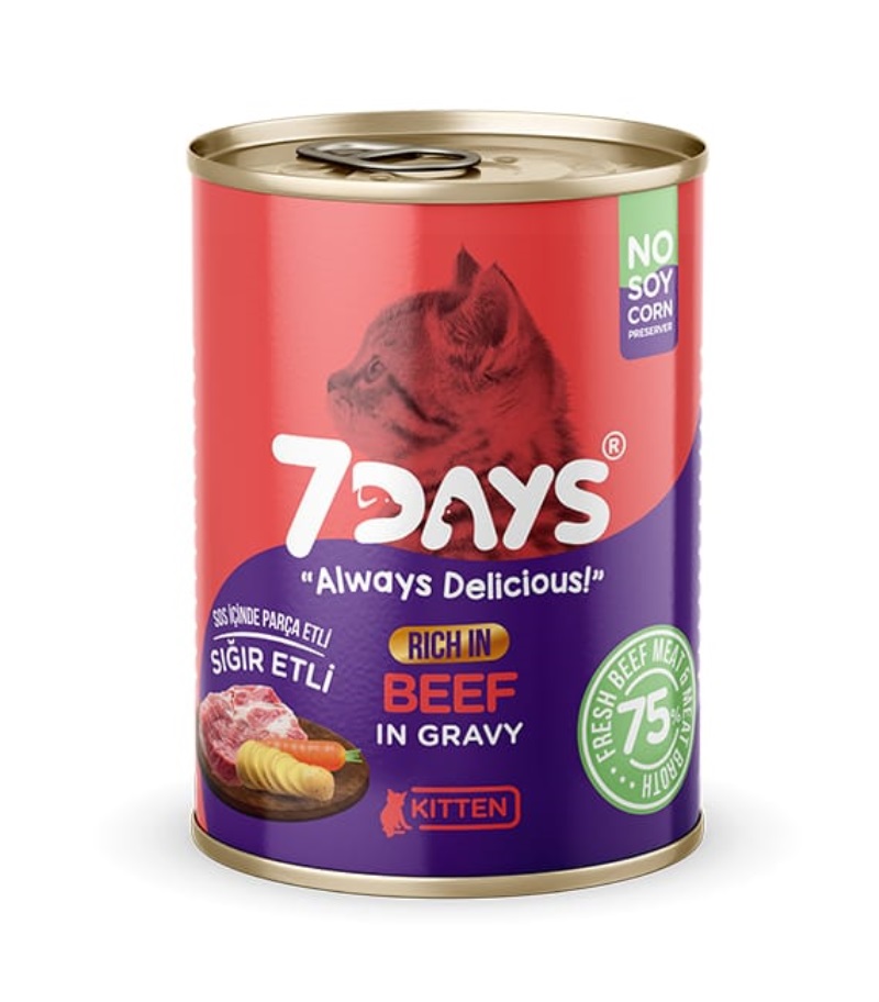7 Days Taze Sığır Etli Yavru Kedi Konservesi 415 Gr X 24 Adet