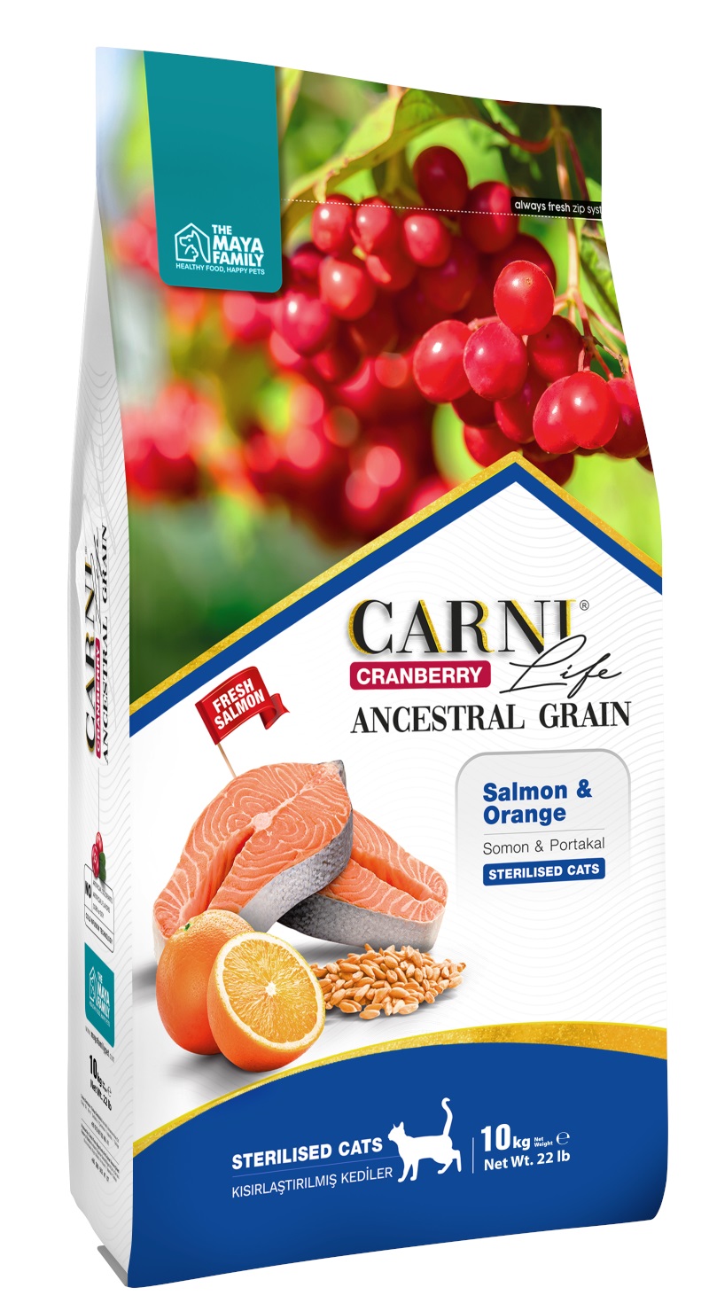 Carni Life Kızılcık Somonlu ve Portakallı Kısırlaştırılmış Kedi Maması 10 Kg