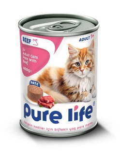 PureLife PATE Sığır Etli Yetişkin Kedi Konserve 400 Gr x 20 Adet 