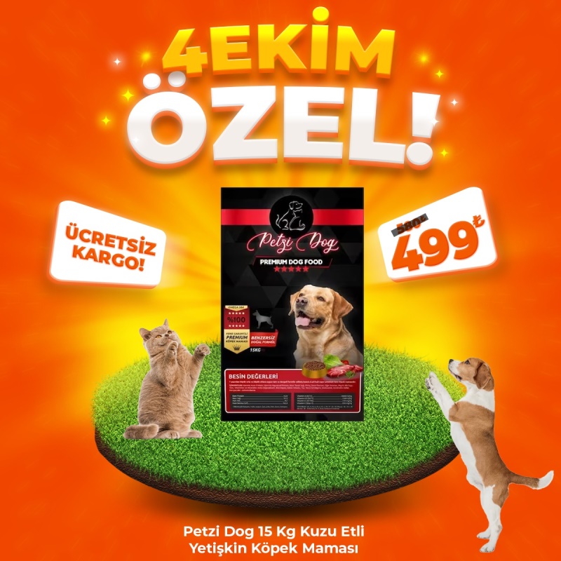 Petzi Dog Kuzu Etli 15 Kg Yetişkin Köpek Maması (4 Ekim Özel)