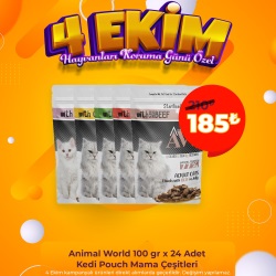 Animal World 100 gr x 24 Adet Kedi Pouch Mama Çeşitleri
