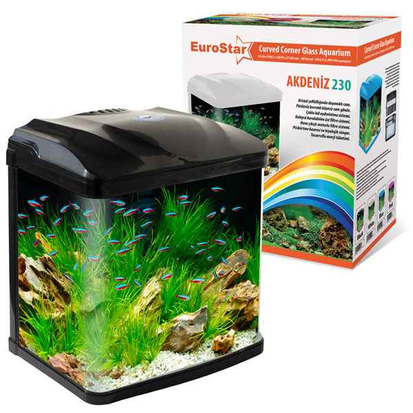 EuroStar Akdeniz 230 Siyah Akvaryum 2w Led (23x16x27,5)