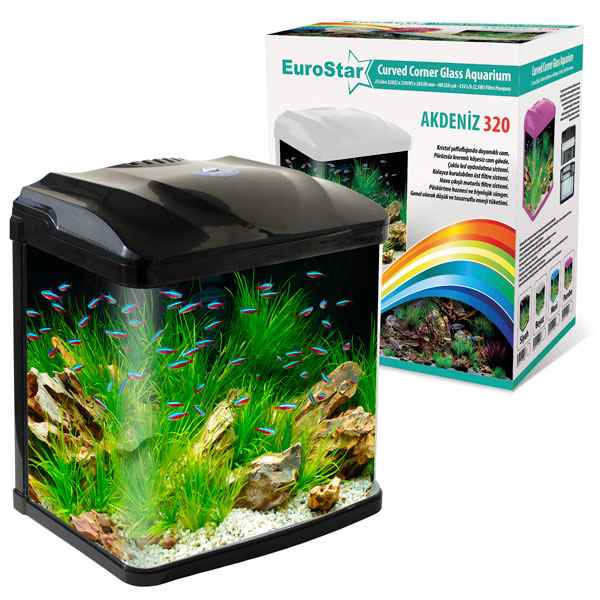 EuroStar Akdeniz 320 Siyah Akvaryum 4w Led (32x23x38,5)