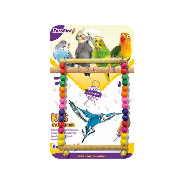 EuroBird Kuş Oyuncağı Renkli Boncuklu Kare Salıncak
