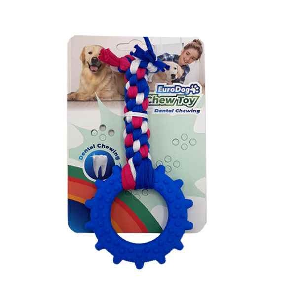 EuroDog Pls.Halka Diş Kaşıma 14,5cm (Mavi-Kır-Bey)