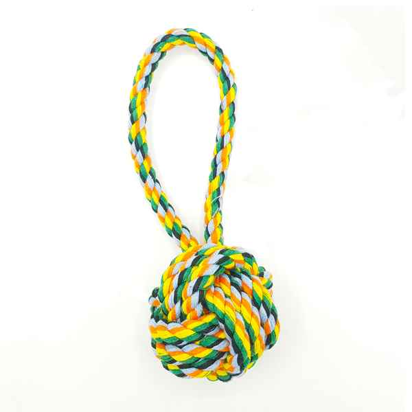 EuroDog Diş İpi Yeşil Beyaz İp Örme Topuzlu 18 Cm