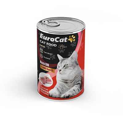 EuroCat Kuzu Parça Etli Ytş. Kedi Konserve 400 Gr