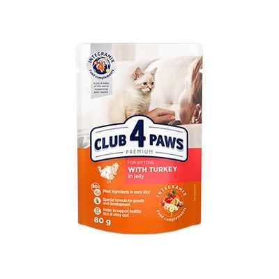 Club4Paws Hindili Prem.Pouch Yavru Kedi Mama 80Gr