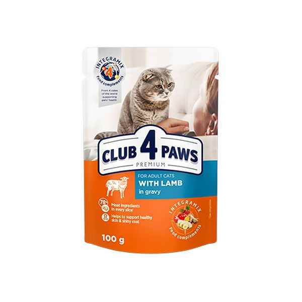 Club4Paws Kuzu Etli Prem. Pouch Kedi Maması 100Gr