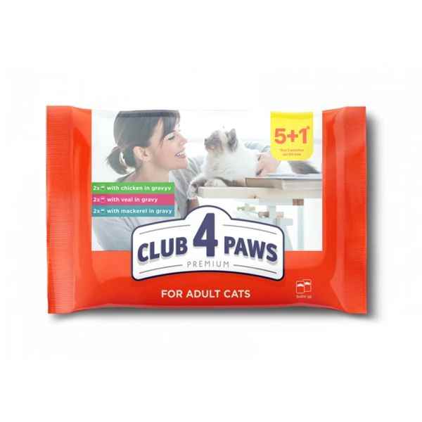 Club4Paws Kedi Pouch Set 5+1 Dana-Tavuk-Uskumru