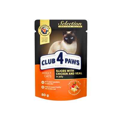 Club4Paws Tavuk-Dana Selection Premium Kedi Maması 80 Gr (SKT 11-2021)
