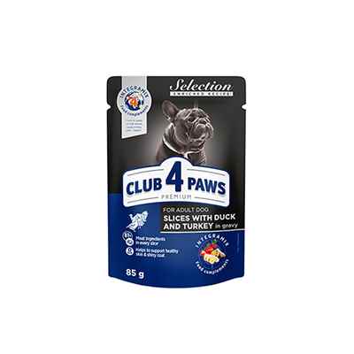 Club4Paws Ördek-Hindi Sel Pouch Küç.Irk.Yet.Köp85g