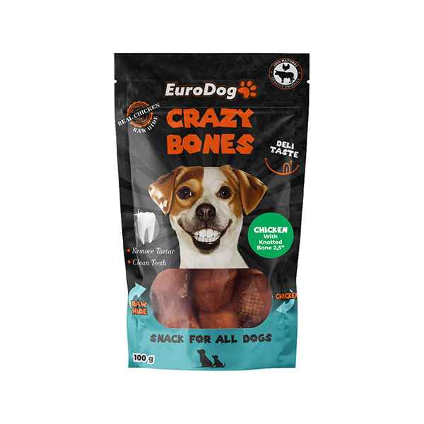 EuroDog Chicken With Knott.Bone 2.5" Köp.Öd. 100Gr