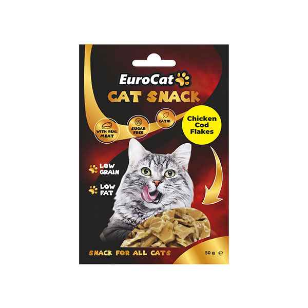 EuroCat Chicken Cod Flakes Kedi Ödül 50 Gr