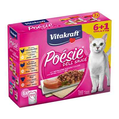 Vitakraft Poesie Soslu Karışık Etli Kedi Konservesi 6+1 Hediyeli 85 Gr