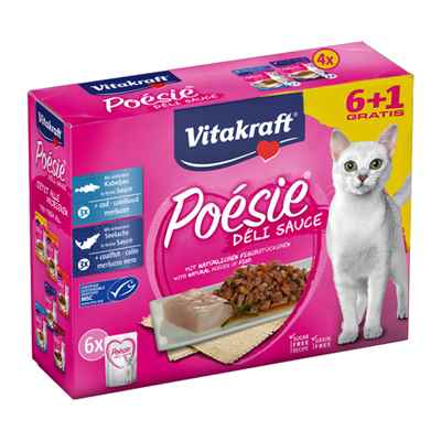 Vitakraft Poesie Soslu Karışık Balık Etli Kedi Konservesi 6+1 Hediyeli 85 Gr