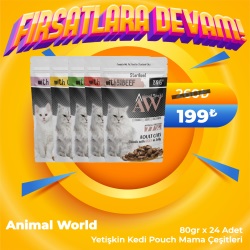 Animal World Yetişkin Kedi Pouch Mama Çeşitleri 80 grx24 Adet