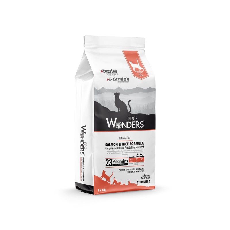 Pro Wonders Somonlu ve Pirinçli 15 kg Premium Kısırlaştırılmış Kedi Mamasıc