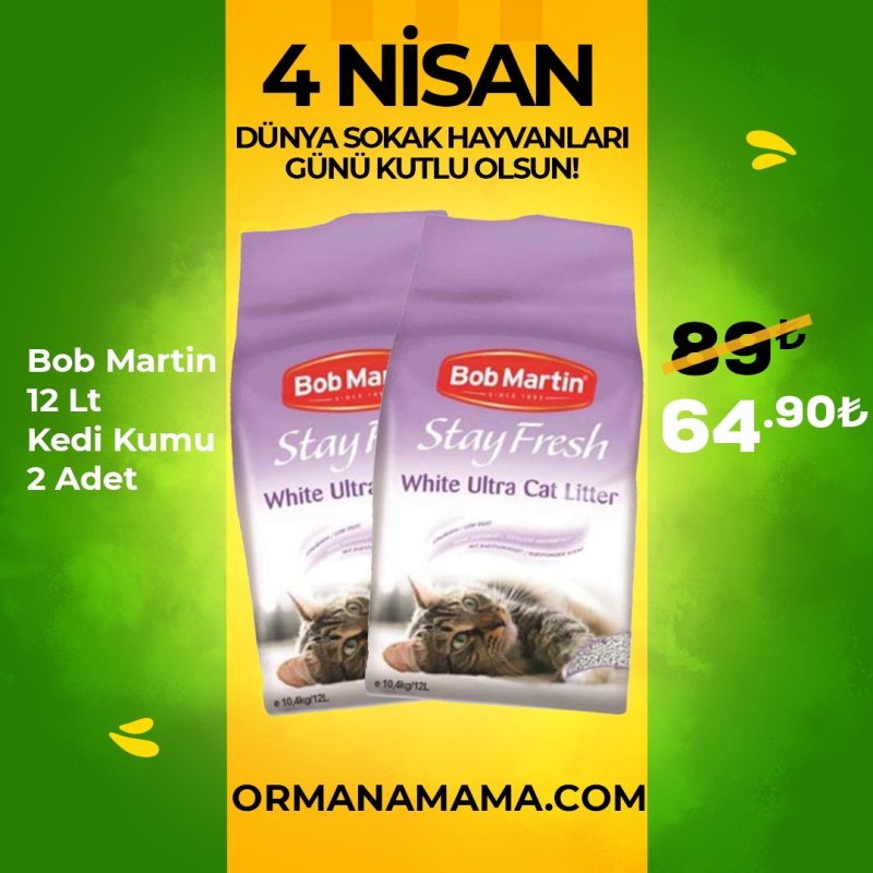 Bob Martin 12 Lt x 2 Adet Kedi Kumu