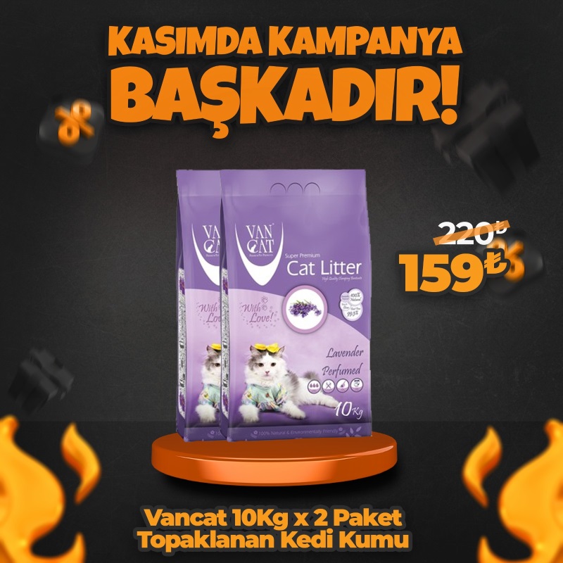 Vancat İnce Tane Topaklanan Kedi Kumu Çeşitleri 2 Adet x 10 Kg