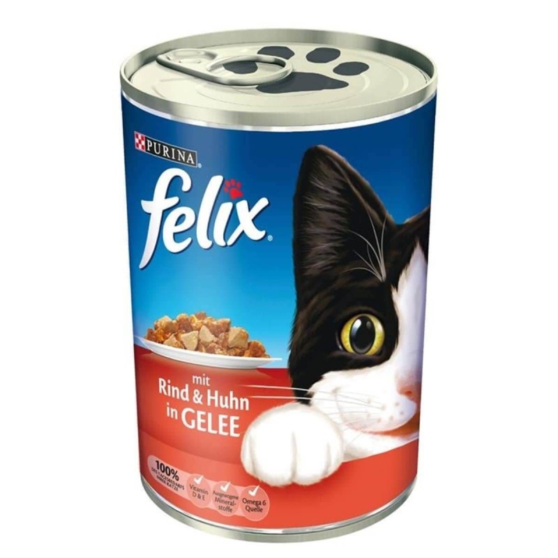 Felix Sığır Etli ve Tavuklu Yetişkin Kedi Konservesi 400grX24 Adet
