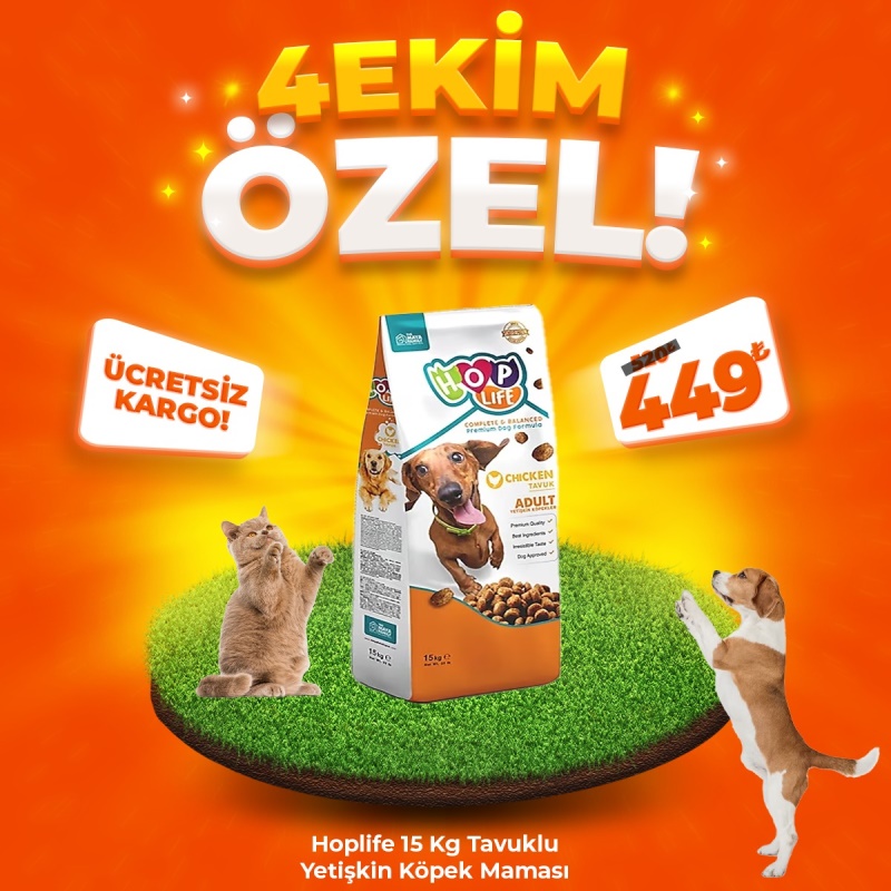 Hop Life Tavuklu Yetişkin Köpek Maması 15 Kg (4 Ekim Özel)