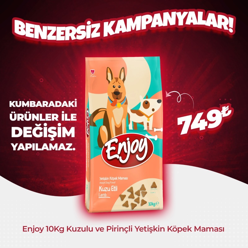 Enjoy 10 Kg Kuzu Etli Yetişkin Köpek Maması (Hafta Sonu Özel)