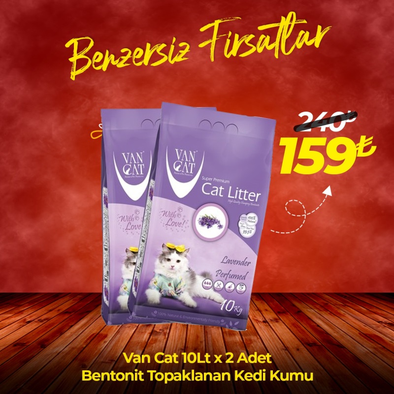 Vancat İnce Tane Topaklanan Kedi Kumu Çeşitleri 2 Adet x 10 Kg