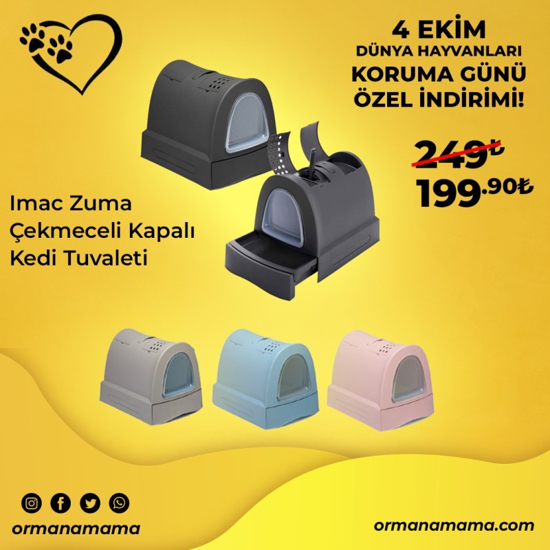 Imac Zuma Çekmeceli Kapalı Kedi Tuvaleti