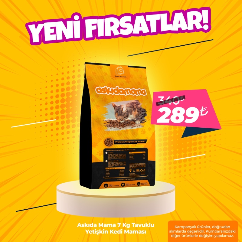 Askıda Mama 7 Kg Tavuklu Yetişkin Kedi Maması