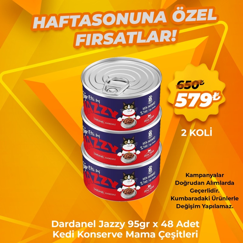 Dardanel Jazzy 95gr x 48 Adet Kedi Konserve Çeşitleri (Avantaj Paketi)