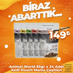 Animal World 100 gr x 24 Adet Kedi Pouch Mama Çeşitleri