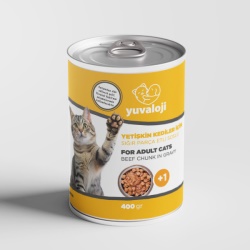 Yuvaloji Yetişkin Kediler İçin Sığır Parça Etli Soslu Yaş Mama 400 Gr x 24 Adet