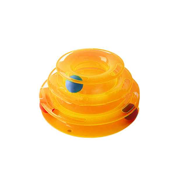 Üç Katlı Toplu Yuvarlak Kedi Oyuncağı Turuncu