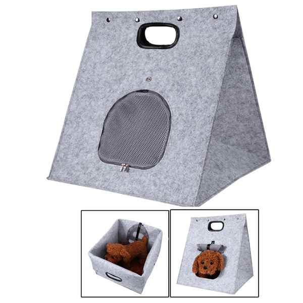 Pet Taşıma Çantası ve Yatak Gri 40x40x48cm